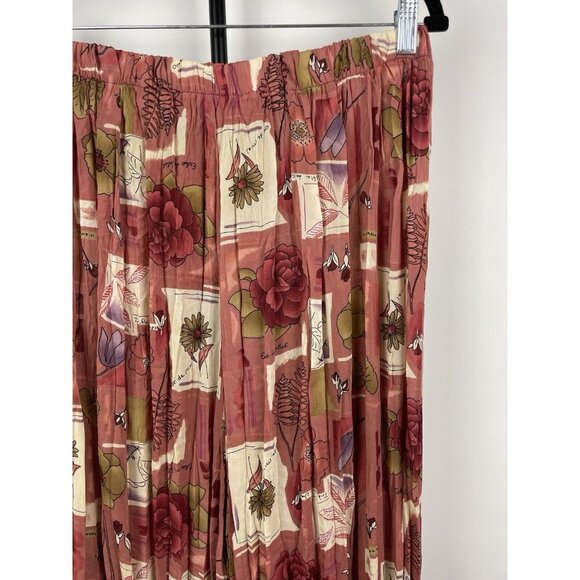 Lisa Z Dusty‎ Pink Floral Garden Crinkle Chiffon Sheer Pants Size S - Picture 2 of 5